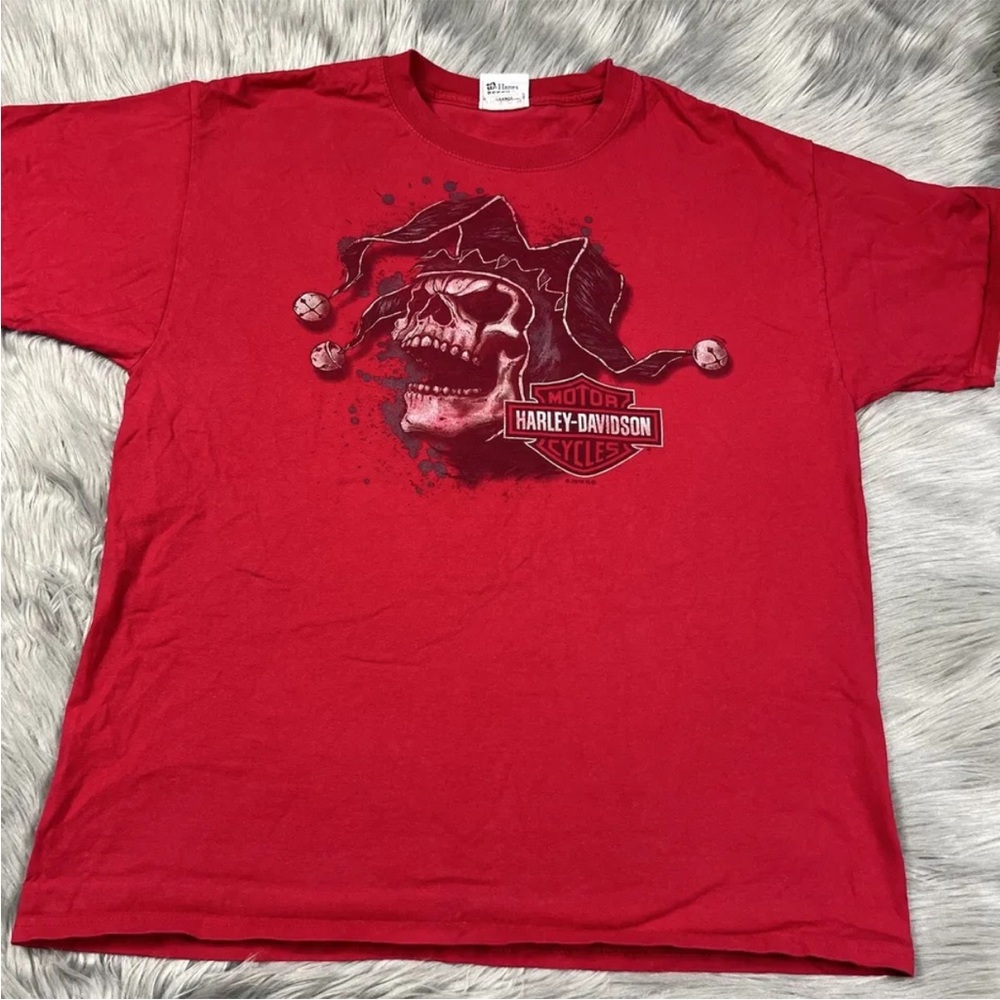 2016 Harley Davidson Red Spokane WA Lone Wolf Joker T Shirt Size Large
